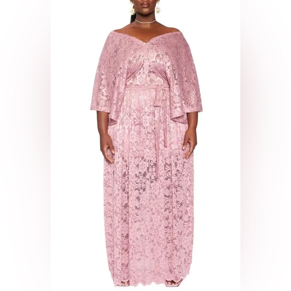 Zelie For She Essence of Heritage Lace Dress in Blue, Plus Size - Picture 9 of 10